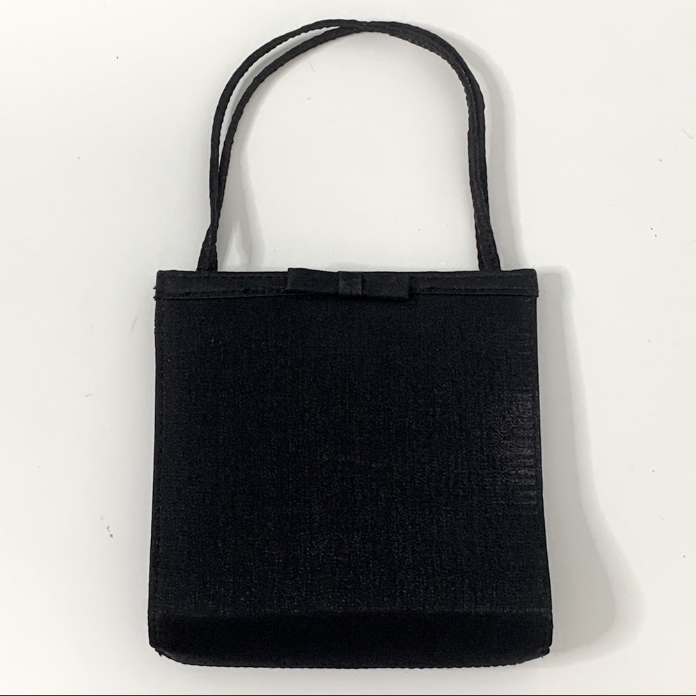 Hato Hasi Small Black Satin Evening Cocktail Purse